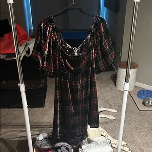 Audrey Parks Plaid Puff Sleeve Dress